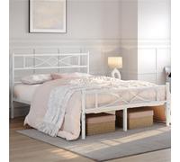Yaheetech White 5Ft King Metal Bed Frame With Curved Design Headboard And Footboard