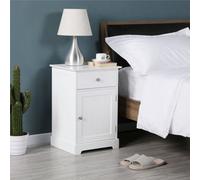 Yaheetech White Bedside Table With 1 Drawer And Slatted Door