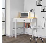 Yaheetech White Corner Computer Desk With Storage Drawer