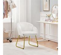 Yaheetech White Flower Shape Velvet Armchair With Golden Metal Legs