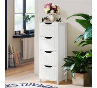 Yaheetech White Freestanding Bathroom Floor Cabinet With 4 Drawers