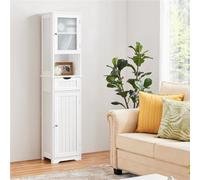 Yaheetech White Freestanding Bathroom Storage Cabinet With Door 1.7M Height