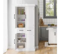 Yaheetech White Kitchen Pantry Cabinet With Adjustable Shelves