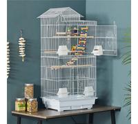 Yaheetech White Large Roof Top Metal Bird Cage W/ Swing And Ladder