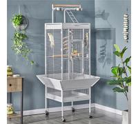 Yaheetech White Metal Bird Cage With Playtop And Casters