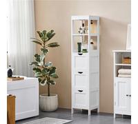 Yaheetech White Modern Bathroom Storage Cabinet With 3 Drawers