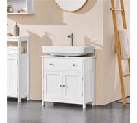 Yaheetech White Modern Floor Standing Sink Storage Cabinet With 2 Doors