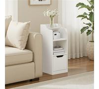 Yaheetech White Narrow Slim End Table With Drawer And 2 Open Compartments