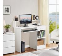 Yaheetech White Office Computer Desk With Keyboard Tray
