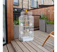 Yaheetech White Open Top Metal Birdcage Parrot Cage With Slide-Out Tray And Four Feeders