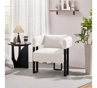 Yaheetech White Oversized Upholstered Accent Armchair With 3 Strong Metal Legs