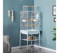 Yaheetech White Play Top Metal Bird Cage W/ Detachable Rolling Stand