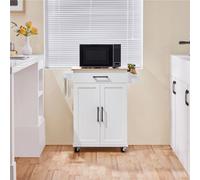 Yaheetech White Rolling Kitchen Cart With Drawer