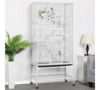 Yaheetech White Rolling Metal Bird Cage With Detachable Stand Large