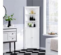 Yaheetech White Tall Corner Freestanding Bathroom Storage Cabinet With Open Shelf