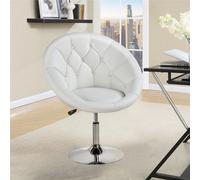 Swivel Accent Chair with Adjustable Height - White