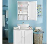 Yaheetech White Wall Mounted Cabinet Storage With 3 Tiers Adjustable Shelf