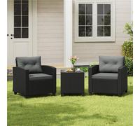 Yaheetech Wicker Patio Bistro Set, Rattan Coffee Table And 2 Cushioned Chairs, Black/grey