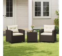 Yaheetech Wicker Patio Bistro Set, Rattan Coffee Table And 2 Cushioned Chairs, Brown/beige