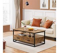 Yaheetech Wooden Coffee Table With 2 Drawers For Living Room Rustic Brown