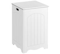 Yaheetech Wooden Laundry Basket with Hinged Lid, Large Square Laundry Hamper for Bathroom and Living Room, White, 40 x 40 x 61 cm