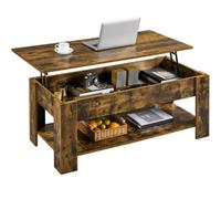 Yaheetech Wooden Lift Top Coffee Table With Storage For Living Room Rustic Brown