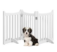 Yaheetech Wooden Pet Gate Indoor 3 Panels Freestanding Dog Fence with Support Feet&360°Hinges for Small and Medium Dogs, Barrier for House/Stairs/Doorway (White,60.5cm H X 152cm L)