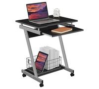 Yaheetech Z-Shaped Small Computer Desk With Sliding Keyboard 4 Wheels For Home, Pc Table Movable Portable On Laptop Foldaway