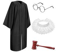 Yahenda 4 Pcs Judge Costume Accessory Judge Robe Lace False Collar Plastic Gavel Round Glasses for Halloween Cosplay Party Favor, As Picture Shows, Adult size