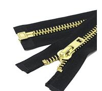 YaHoGa #10 16 Inch Brass Separating Jacket Zipper Y-Teeth Metal Zipper Heavy Duty Metal Zippers for Jackets Sewing Coats Crafts (16" Brass)