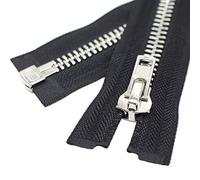 YaHoGa #10 23 Inch Silver Separating Jacket Zipper Metal Zipper Heavy Duty Metal Zippers for Jackets Sewing Coats Crafts (23" Silver)