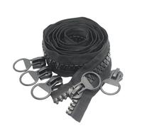 YaHoGa #20 Super Large Plastic Zipper Black Heavy Duty Zippers by The Yard Bulk 5 Yards + 5pcs Sliders for DIY Sewing Tailor Crafts Bags Tents Boat Cover Canvas (Black 5 Yards)