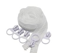 YaHoGa #20 Super Large Plastic Zipper White Heavy Duty Zippers by The Yard Bulk 5 Yards + 5pcs Sliders for DIY Sewing Tailor Crafts Bags Tents Boat Cover Canvas (White 5 Yards)