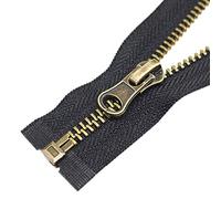 YaHoGa 2PCS #5 20 Inch Antique Brass Separating Jacket Zipper Black Metal Zippers for Jackets Sewing Coats Crafts (20" Anti-Brass)