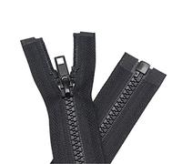 YaHoGa 2PCS #5 20 Inch Separating Jacket Zippers for Sewing Coats Jacket Zipper Black Molded Plastic Zippers Bulk (20" 2pc)