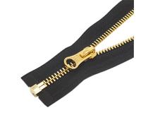 YaHoGa 2PCS #5 21 Inch Gold Separating Jacket Zipper Black Metal Zippers for Jackets Sewing Coats Crafts (21" Gold)
