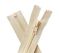YaHoGa 2PCS #5 21 inch Separating Jacket Zippers for Sewing Coats Jacket Zipper Beige Molded Plastic Zippers Bulk (21" Beige)