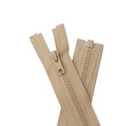 YaHoGa 2PCS #5 28 inch Separating Jacket Zippers for Sewing Coats Jacket Zipper Beige Molded Plastic Zippers Bulk (28" Beige)