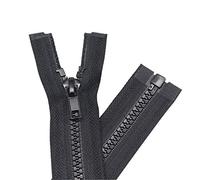 YaHoGa 2PCS #5 46 Inch Separating Jacket Zippers for Sewing Coats Jacket Zipper Black Molded Plastic Zippers Bulk (46" 2pc)