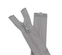 YaHoGa 2PCS #5 8 inch Separating Jacket Zippers for Sewing Coats Jacket Zipper Grey Molded Plastic Zippers Bulk (8" Gray)