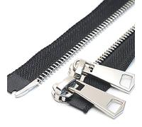 YaHoGa #5 43 Inch 110cm Two Way Separating Jacket Zipper Silver Metal Zippers for Jackets Coats Sewing Crafts (43" TW Silver)