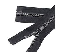 YaHoGa Pack of 2 122 cm Plastic Zip 5 mm Separable Zip for Jackets Black (122 cm)