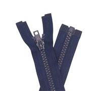 YaHoGa Pack of 2 53 cm Zip Plastic 5 mm Separable Zip for Jackets Dark Blue