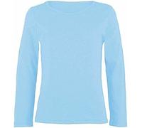 YAHOMI Kids Plain Basic Long Sleeve Top T-Shirt Tops Crew Uniform TEE Boys and Girls Plain T-Shirts 2-13 Years (UK, Age, 5 Years, 6 Years, Regular, Sky)