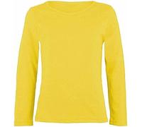 YAHOMI Kids Plain Basic Long Sleeve Top T-Shirt Tops Crew Uniform TEE Boys and Girls Plain T-Shirts 2-13 Years (UK, Age, 5 Years, 6 Years, Regular, Yellow)