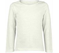 YAHOMI Kids Plain Basic Long Sleeve Top T-Shirt Tops Crew Uniform TEE Boys and Girls Plain T-Shirts 2-13 Years (UK, Age, 9 Years, 10 Years, Regular, Cream)