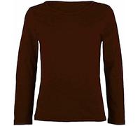 YAHOMI Kids Plain Basic Long Sleeve Top T-Shirt Tops Crew Uniform TEE Boys and Girls Plain T-Shirts 2-13 Years (UK, Age, 7 Years, 8 Years, Regular, Brown)