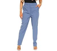 YAHOMI®️ Ladies Womens Half Back Elasticated Stretch Waist Work Office Trousers 2 Pockets Formal Pants Sizes 8 to 24 (as8, Numeric, Numeric_22, Regular, Regular, Denim Blue)