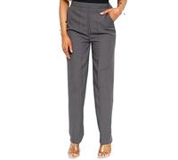 YAHOMI®️ Ladies Womens Half Back Elasticated Stretch Waist Work Office Trousers 2 Pockets Formal Pants Sizes 8 to 24 (as8, Numeric, Numeric_16, Regular, Regular, Dark Grey)