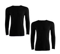 YAHOMI® Men's Thermal Top Warm Underwear Base Layer Short & Long Sleeve Men's Thermals Top Pack of 1 & Pack of 2 Sizes S to XXL (as8, Alpha, s, Regular, Regular, 2 Black Long Sleeve, S)